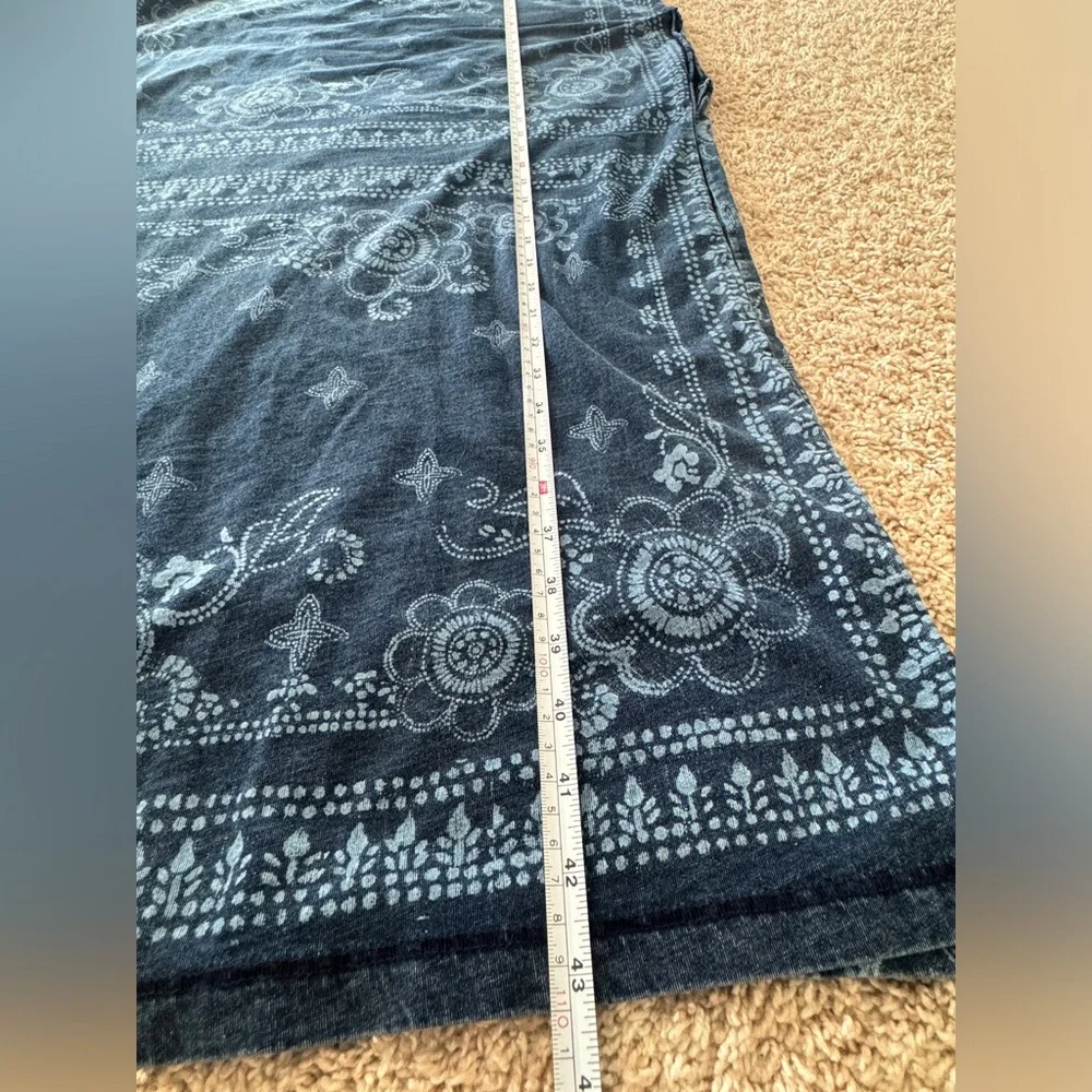 Free People Navy Blue Bandana Print Short Sleeve Tunic